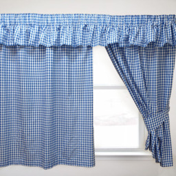 Gingham Check Bluebell Curtains Or Pelmets Blue Pencil Pleat Header - Bluebell / 200in / 10in - thumbnail 2