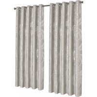 Leaf Sparkle Blackout Curtains - Natural / 228cm