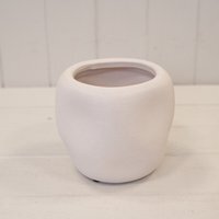 White Textured Finish Stone Plant Pot - White