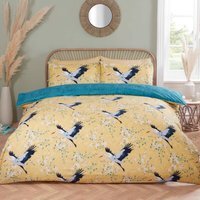 Cranes Microfibre Duvet Set - Ochre / Double - thumbnail 1