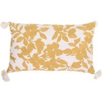 Astbury Floral Cushion - White and Ochre - thumbnail 1