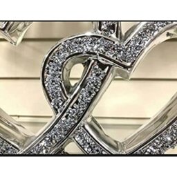Crushed Diamond Double Heart Ornament Square Base - Silver - thumbnail 2