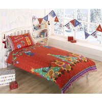 Rudolph Reindeer Duvet Cover Set - Red / Double
