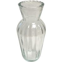 Ridged Handtied Glass Bud Vase. H15 cm - Clear