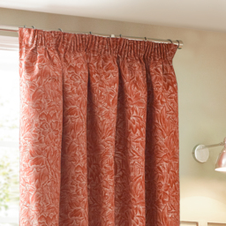 Grantley Jacquard Pencil Pleat Curtains - Brick / 168cm / 229cm - thumbnail 2