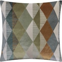 Metro Harlequin Velvet Square Cushion - Green / Feather - image 1
