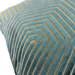 Evoke Cut Velvet Cushion - Teal / Polyester / 55cm - thumbnail 4