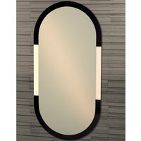 Large Oval Wall Mounted Bathroom Mirror Black and Frosted Frame 80 x 40cm - Black Frosted