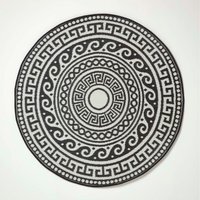 Homescapes Outdoor Rug Waterproof Reversible, 180 cm Round, Black Enid Aztec - Black - thumbnail 1