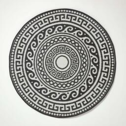 Homescapes Outdoor Rug Waterproof Reversible, 180 cm Round, Black Enid Aztec - Black - thumbnail 3