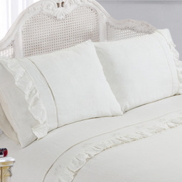 Stonewash Denim Linen Duvet Cover and Pillowcase Set - Blue / Double - thumbnail 2