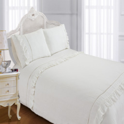 Stonewash Denim Linen Duvet Cover and Pillowcase Set - Blue / Double - thumbnail 4