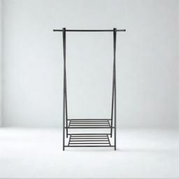 Entryway Metal Coat Rack Stand with Shoe Storage - Black - thumbnail 5