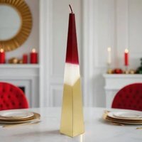 Christmas Pyramid Candle Dip Dyed  - Red,Gold,White