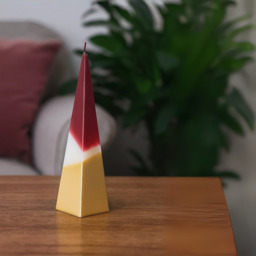 Christmas Pyramid Candle Dip Dyed  - Red,Gold,White - thumbnail 2