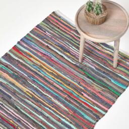 Homescapes Recycled Cotton Chindi Rug - Multi Colour / 90cm - thumbnail 3