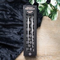 Mystical Pentagram Taper Candle Set Of 3 - Black