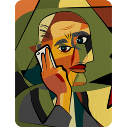 Portrait Cubism Art Style,Man Calls On A Phone Blanket - Green - thumbnail 2
