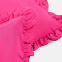 OHS Gingham Check Frill Cushion Covers - Hot Pink / 2 / Machine washable at 30°C. Tumble dry friendly. Do not bleach or iron.