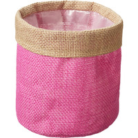 Pink Hessian Plant Pot Cover - Pink / 13cm - thumbnail 1