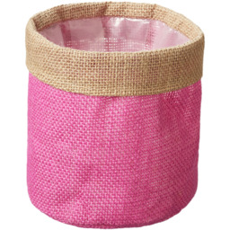 Pink Hessian Plant Pot Cover - Pink / 13cm - thumbnail 2