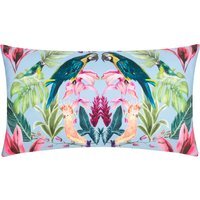 Kali Birds Exotic Outdoor Filled Cushion - Sky Blue