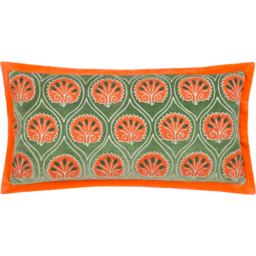 Casa Embroidered Cushion - Peridot/Orange / 80 Polyester 20 Feather - thumbnail 2
