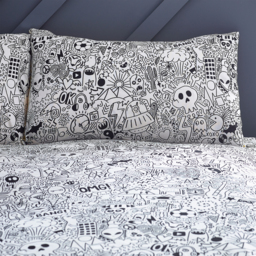 Notebook Doodles Duvet Cover Set - White/Black / Double - thumbnail 4