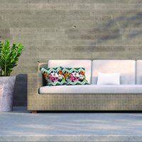 Tropical leaves and flowers Outdoor Cushion - Green / 60cm - image 1