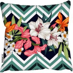 Tropical leaves and flowers Outdoor Cushion - Green / 60cm - thumbnail 2