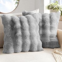 Luxury Supersoft Faux Fur Cushion - Silver / 56cm - image 1