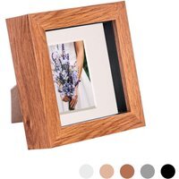 "3D Box Photo Frame - 4 x 4"" with 2 x 2"" Mount - Dark Wood/Ivory" - thumbnail 1