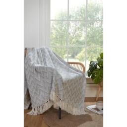 Chester Herringbone Throw - Grey / 228x250cm - thumbnail 2
