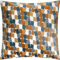 Metro Blocks Velvet Jacquard Square Cushion - Ginger / Polyester - thumbnail 1