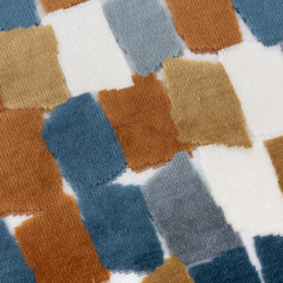 Metro Blocks Velvet Jacquard Square Cushion - Ginger / Polyester - thumbnail 2