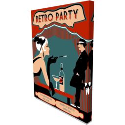 Retro Party - Wrapped Canvas Graphic Art Print - Red / 31cm / 41cm - thumbnail 2