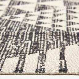 Homescapes Delphi Black and White Cotton Printed Rug - Black / 200cm - thumbnail 4