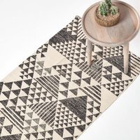 Homescapes Delphi Black and White Cotton Printed Rug - Black / 200cm - thumbnail 1