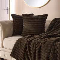 OHS Faux Fur Thick Ribbed Cushion Covers - Chocolate / 45cm / Machine washable at 40°C. Tumble dry friendly. Do not bleach or iron. / 4