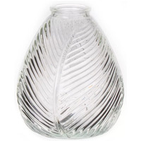Glass Flora Leaf Finish Vase - 16cm - Clear