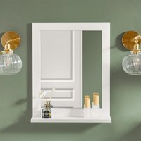 SoBuy White Bathroom Wall Mirror with Storage Shelf - White