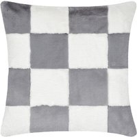 Cozeecheck Faux Fur Polyester Filled Cushion - Slate Blue