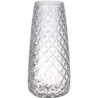 Glass Diamond Pattern Vase - H21cm - Clear - image 1
