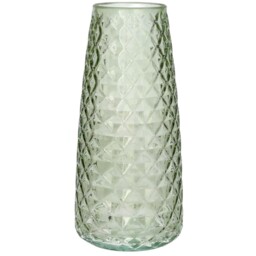 Glass Diamond Pattern Vase - H21cm - Clear - thumbnail 3