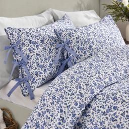 Hannah Floral Cotton Duvet Cover Set - Blue / King - thumbnail 3