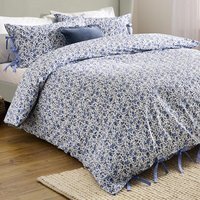 Hannah Floral Cotton Duvet Cover Set - Blue / King - thumbnail 1