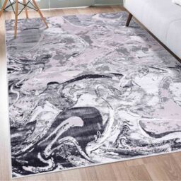 Emperor Solarius Modern Grunge Marbling Abstract Area Rugs - Silver / 120x170 cm Rectangle - thumbnail 3