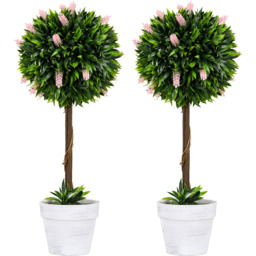 HOMCOM Artificial Ball Trees with Flower - Pink - thumbnail 2