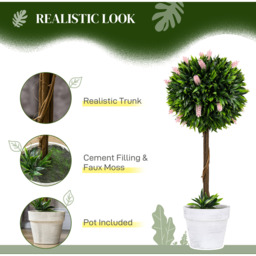 HOMCOM Artificial Ball Trees with Flower - Pink - thumbnail 4