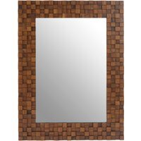 Sana Large Rectangular Wall Mirror with Bevelled Frame - Brown